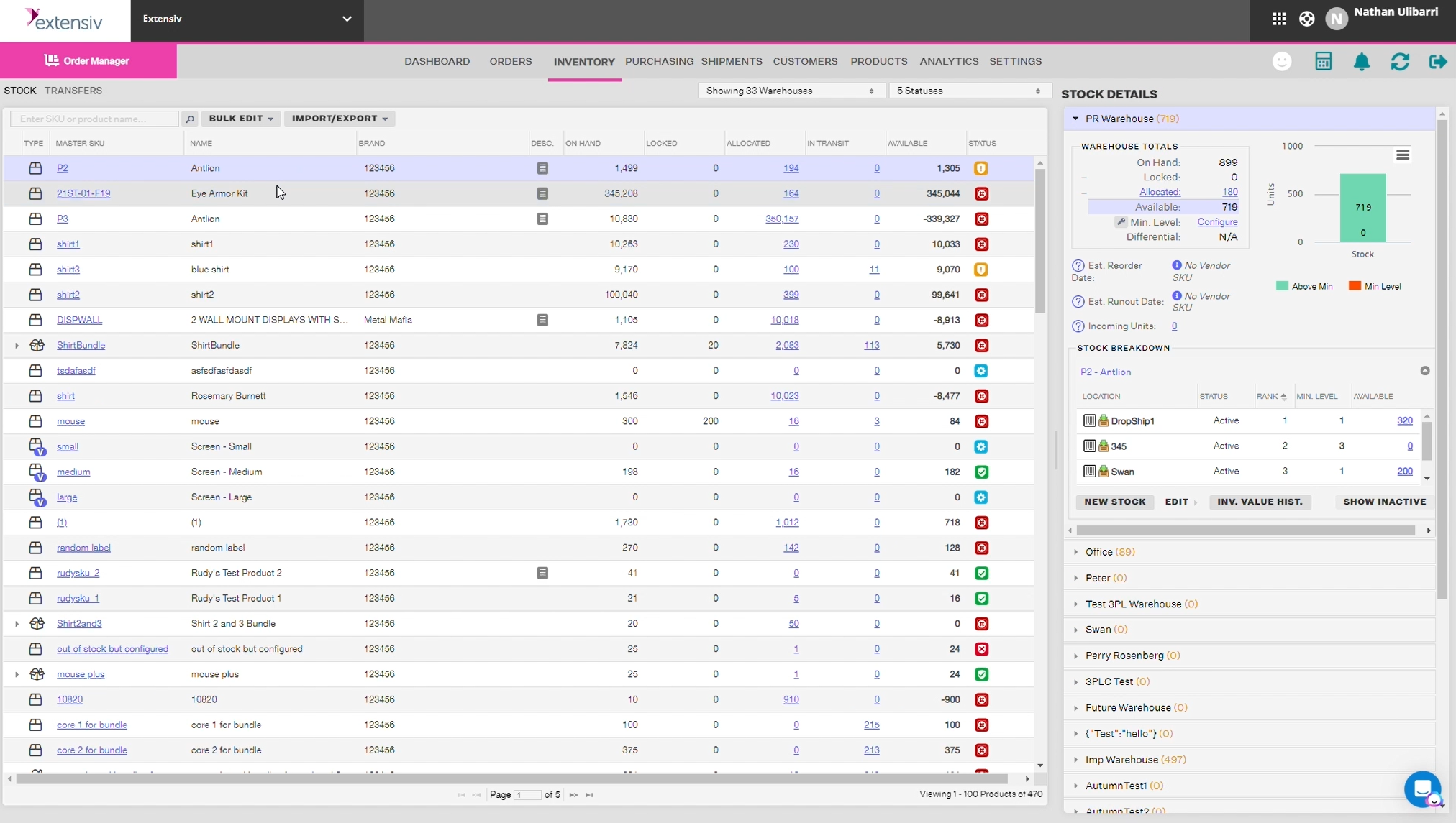 screenshot of Extensiv Order Management